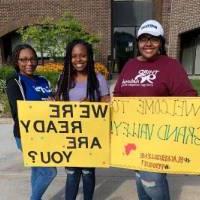 Black Excellence Orientation 2019 students holding signs 4